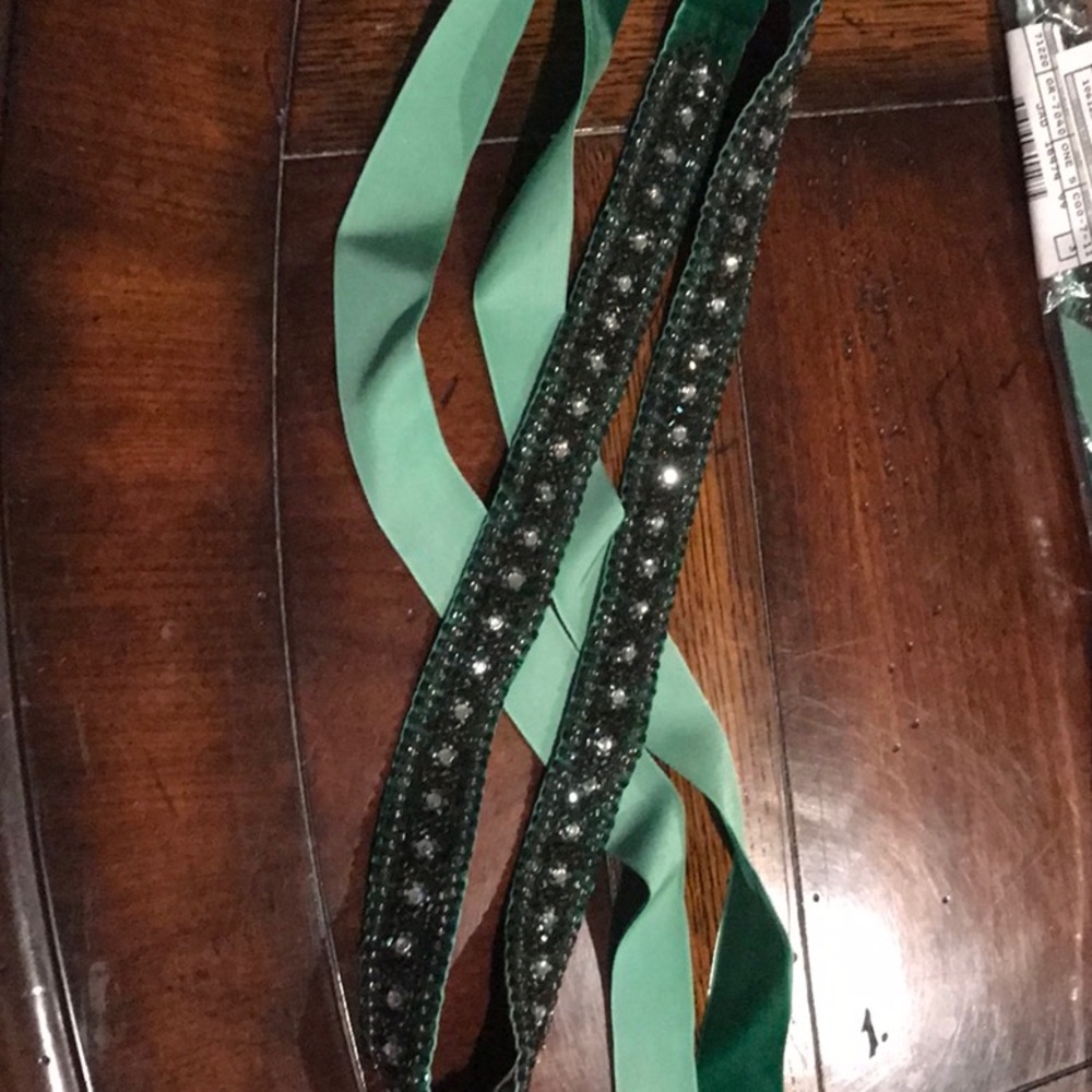 JCrew green beaded velvet belt